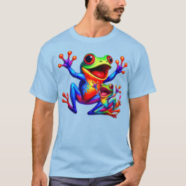 Camiseta Deux grenouilles colorées qui sautent de joie.