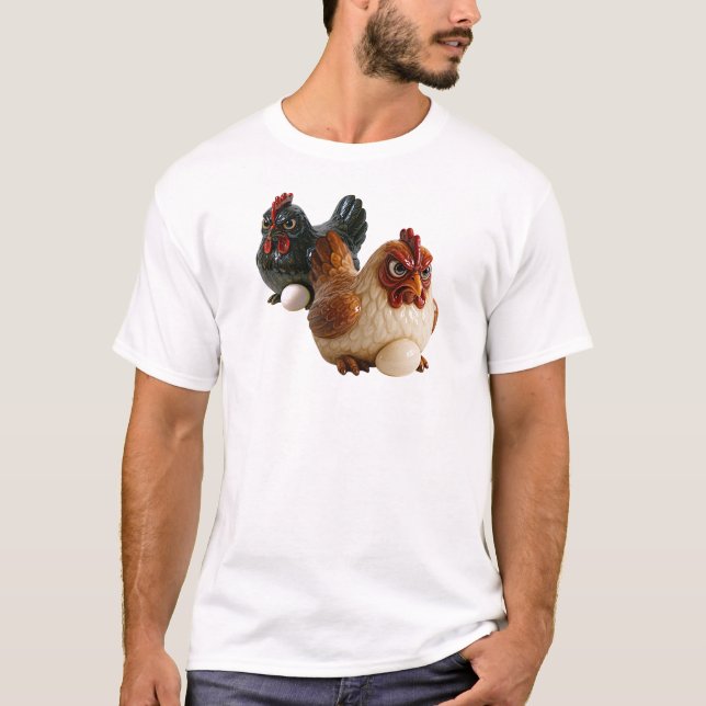 Camiseta Deux poules sur un tee-shirt couvent. (Frente)