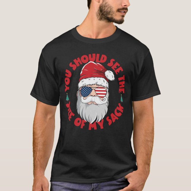 Camiseta Devias Ver O Tamanho Dos Meus Papais noeis Engraça (Frente)