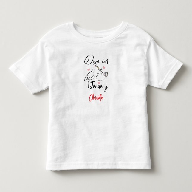 Camiseta Devida Em Janeiro Carregando De Swan Cute Um Bebê  (Frente)