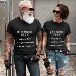 Camiseta Devido à Inflação, este é meu suéter, fantasia e