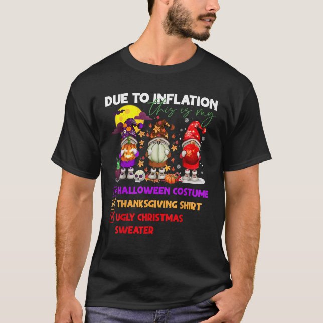 Camiseta Devido à Inflação Este é o Meu Traje de Halloween (Frente)