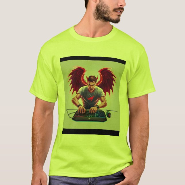 Camiseta Devil Angel Gamer Tee - Libere Seus Dois Poderes (Frente)