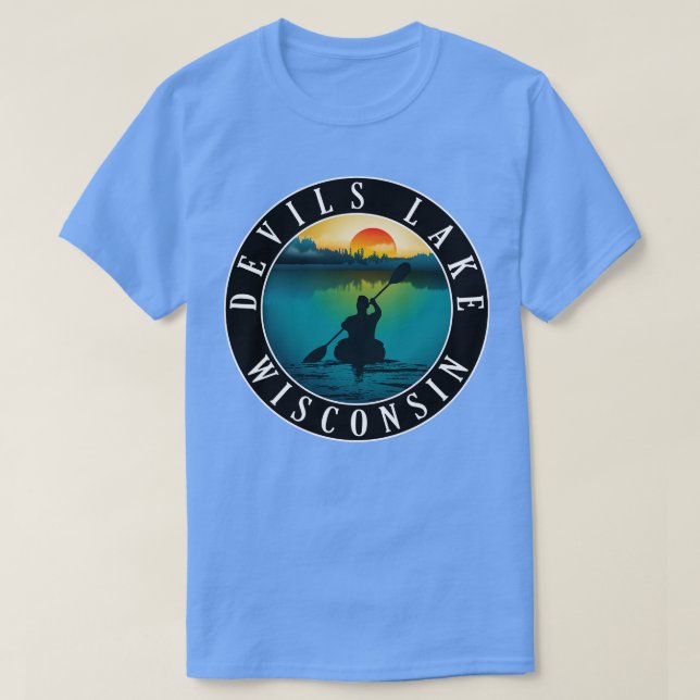 Camiseta Devils Lake Wisconsin Kayaking (Frente do Design)