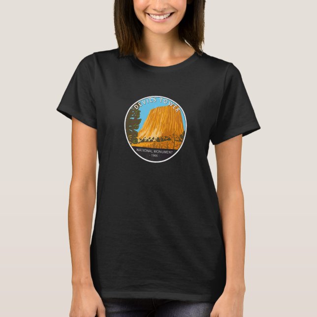 Camiseta Devils Tower National Monuument Wyoming Crachá Vin (Frente)