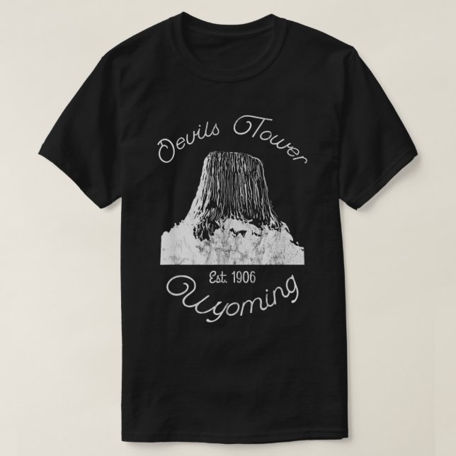 Camiseta Devils Tower Wyoming Monumento Nacional Retro Vint (Frente do Design)