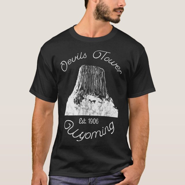 Camiseta Devils Tower Wyoming Monumento Nacional Retro Vint (Frente)
