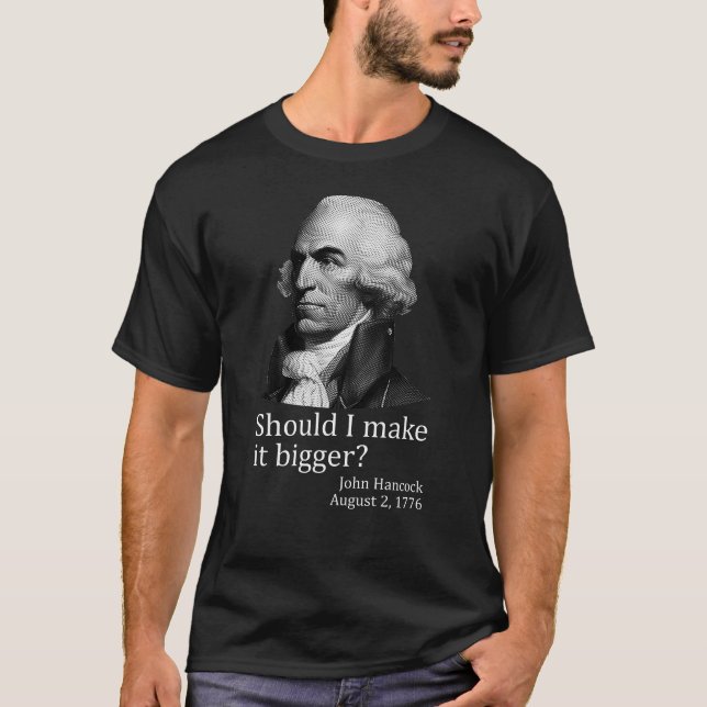 Camiseta Devo Torná-lo Maior John Hancock 4 de Julho (Frente)