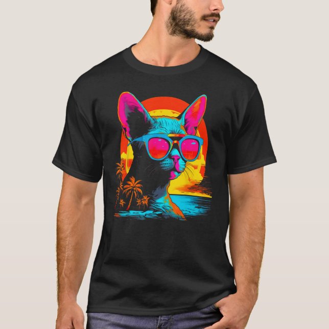 Camiseta Devon Rex Cat Beach (Frente)