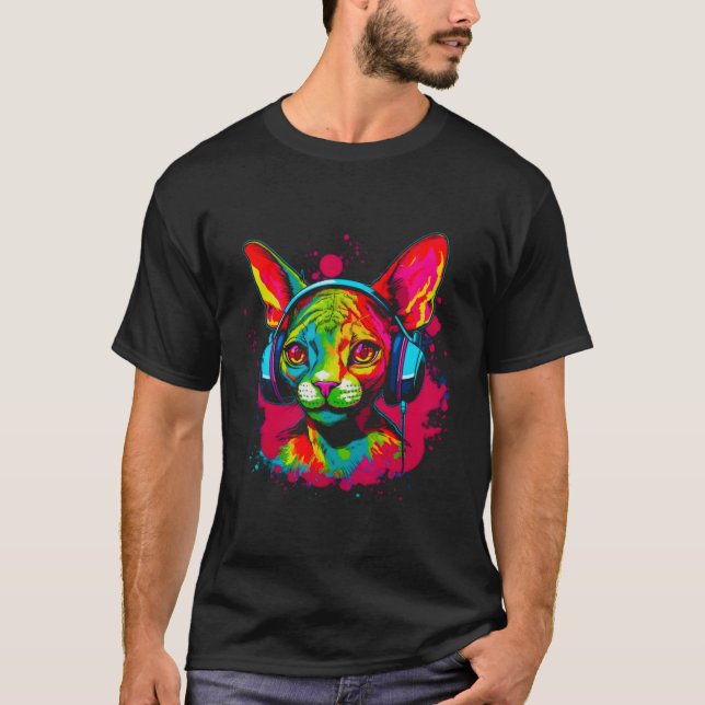 Camiseta Devon Rex Cat Dj (Frente)