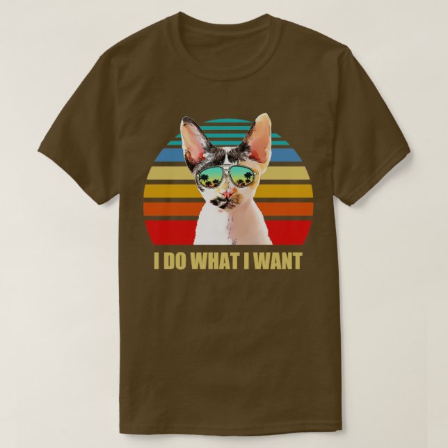 Camiseta Devon Rex Cat Eu faço o que quero. (Frente do Design)