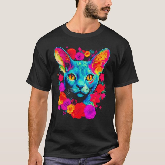 Camiseta Devon Rex Cat Flower (Frente)