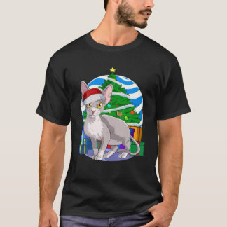 Camiseta Devon Rex Cat Funny Santa Christmas Tree Decor