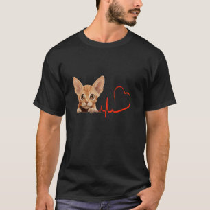 Camiseta Devon Rex Cat Meu Pulso Cardíaco Gatos Engraçados 