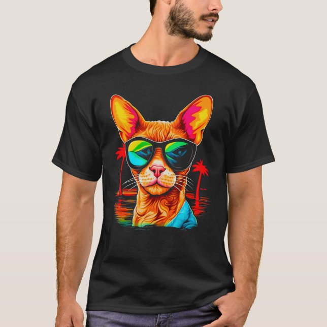 Camiseta Devon Rex Cat Summer Party (Frente)