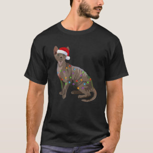 Camiseta Devon Rex Christmas Lights Xmas Cat Lover Papais n
