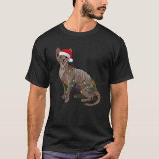 Camiseta Devon Rex Christmas Lights Xmas Cat Lover Papais n