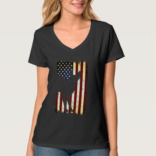Camiseta Devon Rex Silhouette American Flag 4 de julho Lon (Frente)
