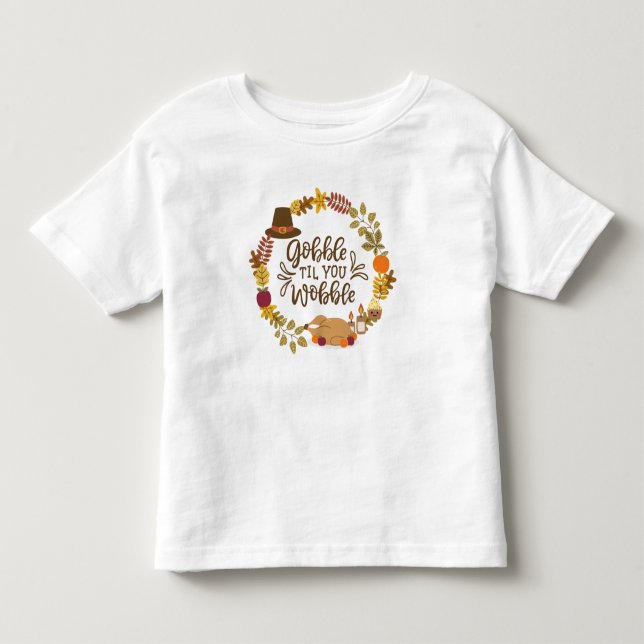 Camiseta Devore Até Cambalear Feliz Dia de Ação de Graças (Frente)