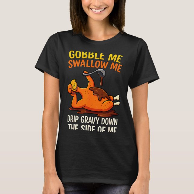 Camiseta Devore Me Engula Me Dia De Ação De Graças Divertid (Frente)