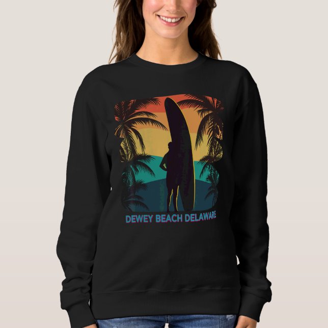 Camiseta Dewey Beach Delaware De Palm Tree Surfer (Frente)