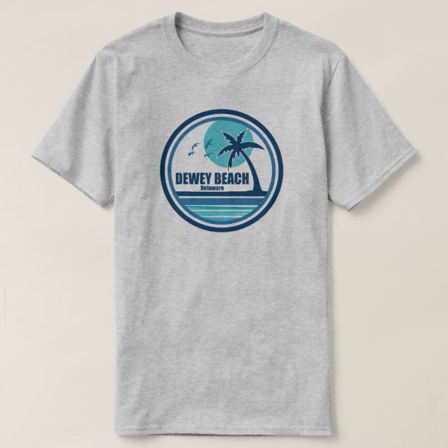 Camiseta Dewey Beach Delaware Palmeira Pássaros (Frente do Design)