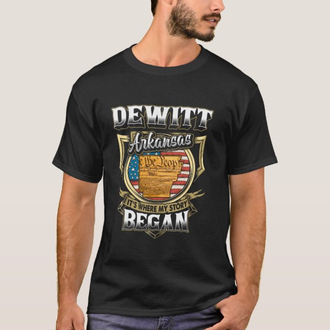 Camiseta DeWitt Arkansas USA Flag 4 De Julho Long Sleeve T (Frente)