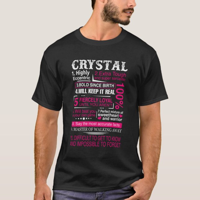 Camiseta Dez Fatos Sobre O Nome Do Crystal (Frente)