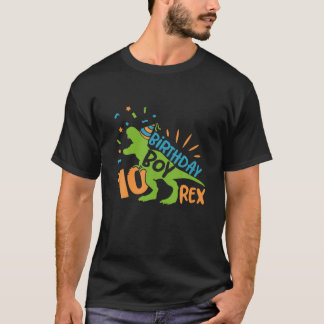 Camiseta Dez Rex 10º Aniversário Oferece Dinossauro 10 Anos
