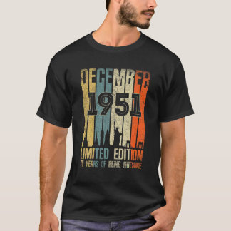 Camiseta Dezembro De 1951 70 Aniversário 70 Anos Aniversári