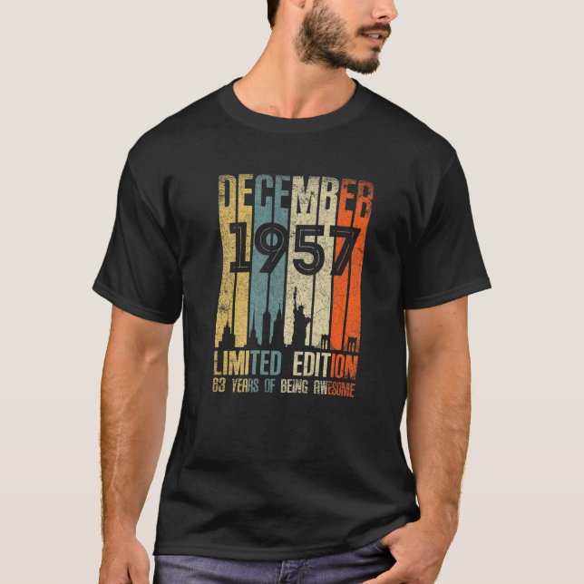 Camiseta Dezembro De 1957 T 63 Anos 1957 Aniversário Presen (Frente)