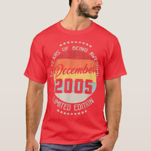 Camiseta Dezembro De 2005 17º Aniversário Do Tee 17 Anos