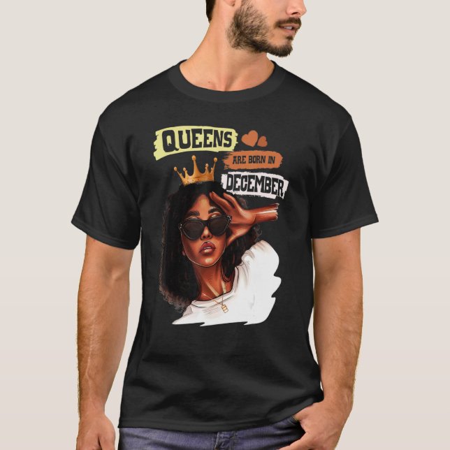 Camiseta Dezembro Rapariga Aniversário Melanin Afro Queen P (Frente)