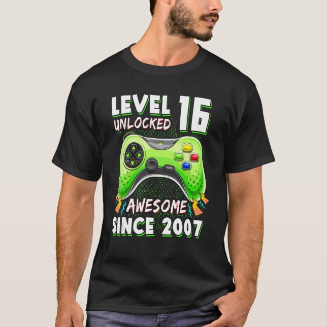 Camiseta Dezesseis 16 anos BDay Boy Gamer 16º 16 anos Birt (Frente)