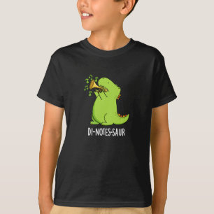 Camiseta Di-notes-saur Piada de Dinossauro Divertida Fundo