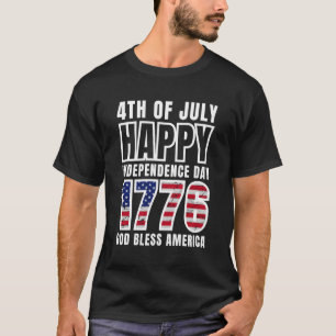 Camiseta Dia 4 De Julho Feliz Dia Da Independência 1776 Deu
