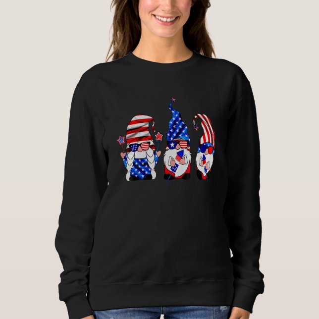 Camiseta Dia 4 de julho Gnomos Americanos Óculos Solares Mu (Frente)