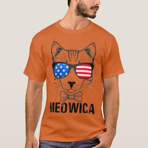 Camiseta Dia 4 de julho Meowica Kitty Idependence Day