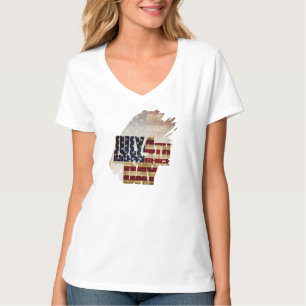 Camiseta Dia 4 de Julho Projeto de Bandeira Vintage do Dia