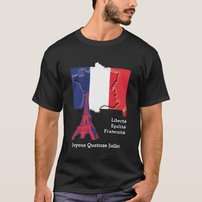 Camiseta DIA BATILLE Francês Patriótico Personalizado (Frente)
