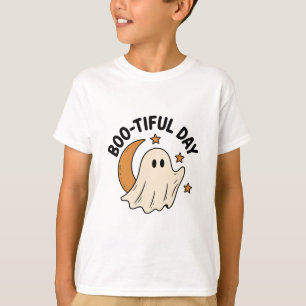 Camiseta Dia Boo-tiful Fantasma Crescente Lua Halloween