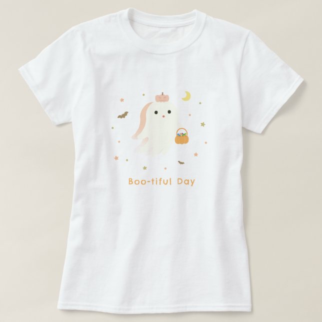 Camiseta Dia Boo-tiful Fantasma Fofo (Frente do Design)