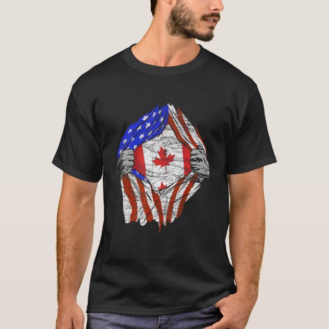 Camiseta Dia Canadense de Bandeira Americana (Frente)