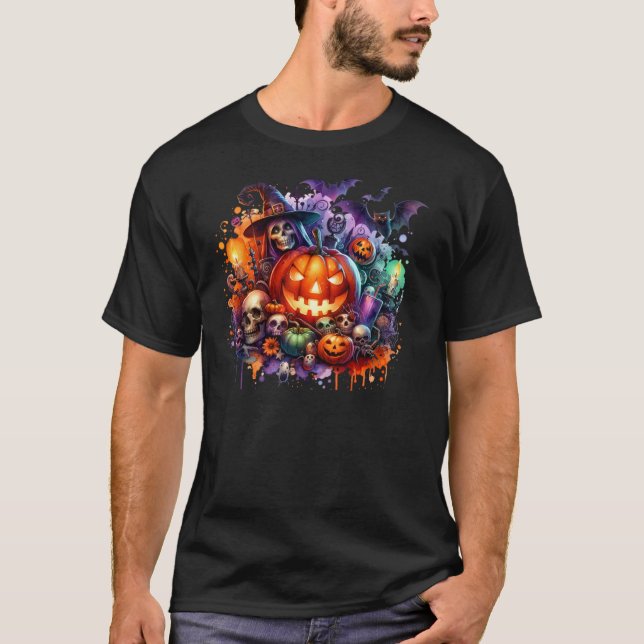Camiseta dia da abóbora de halloween (Frente)