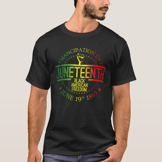 Camiseta Dia da Amancipação Junho Décimo de Black American  (Frente)