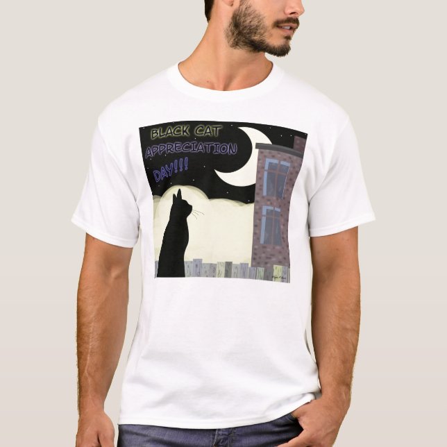 Camiseta Dia da apreciação do gato preto! (Frente)