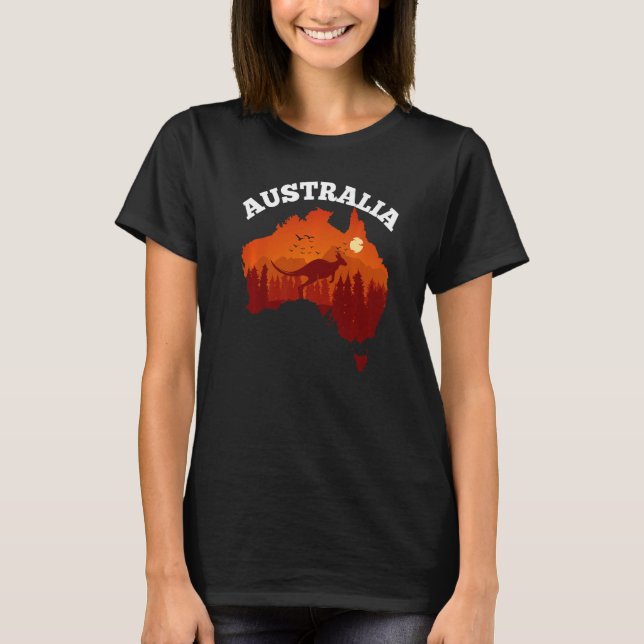 Camiseta Dia da Austrália  Mapa da Austrália Bandeira Patri (Frente)