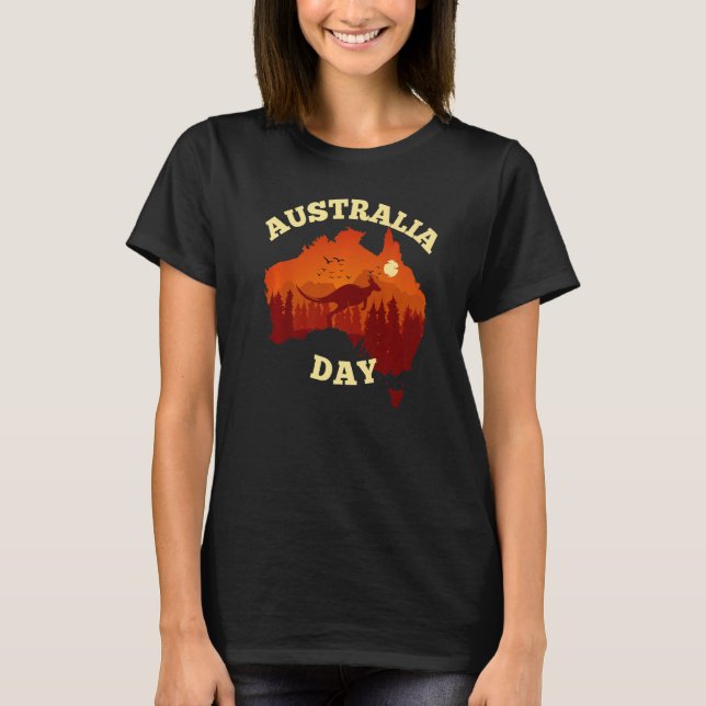 Camiseta Dia da Austrália  Mapa da Austrália Bandeira Patri (Frente)