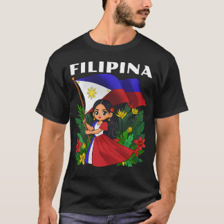 Camiseta Dia da Bandeira das Filipinas Menina Filipina