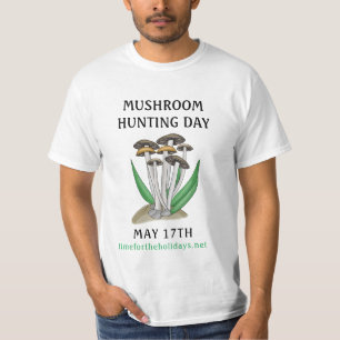 Camiseta Dia da Caça aos Cogumelos Dia 17 de maio Feriado